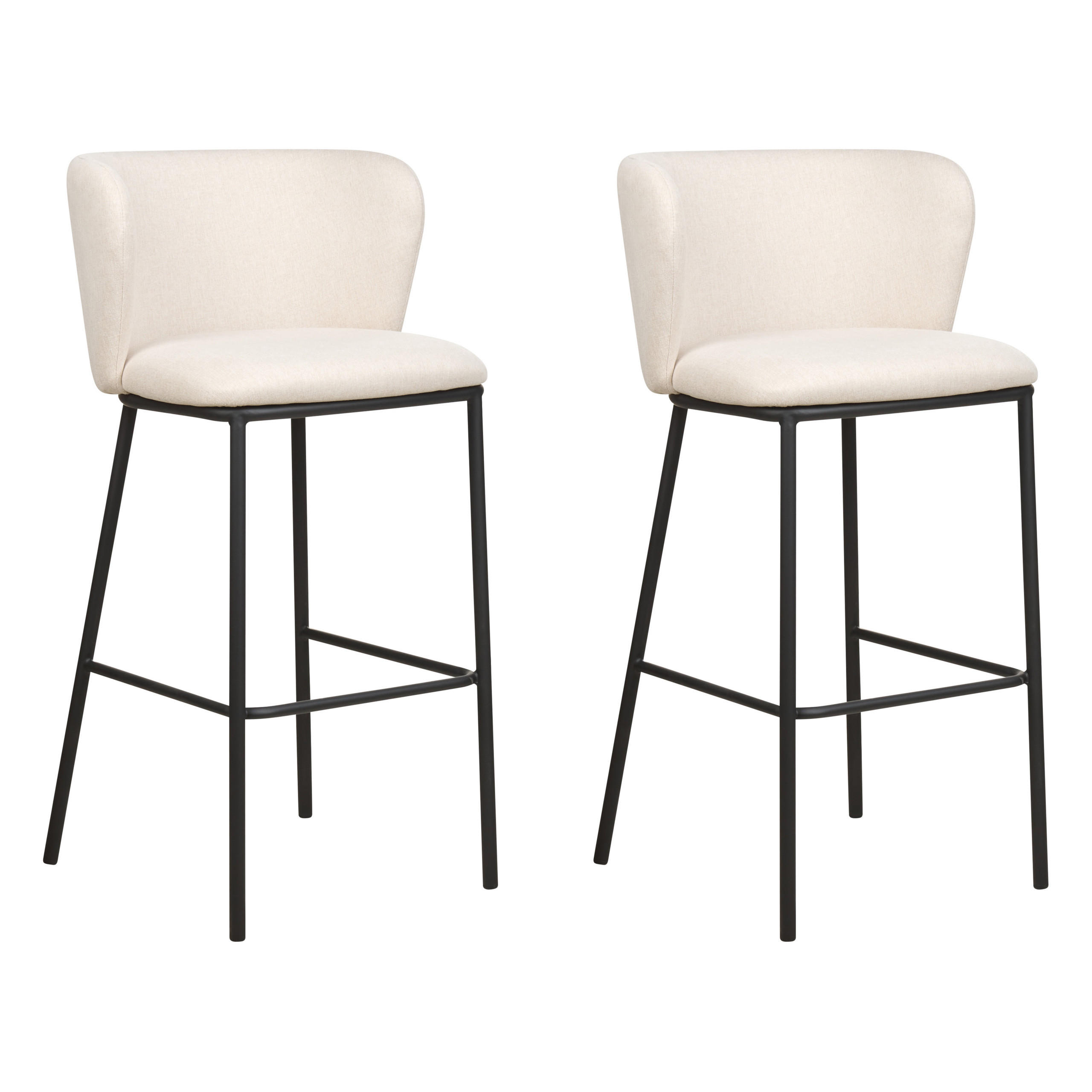 BARSTUHL 2er-Set Bouclé cremeweiss/schwarz Mina - Schwarz/Weiß, Textil (52/98/46cm) - Beliani