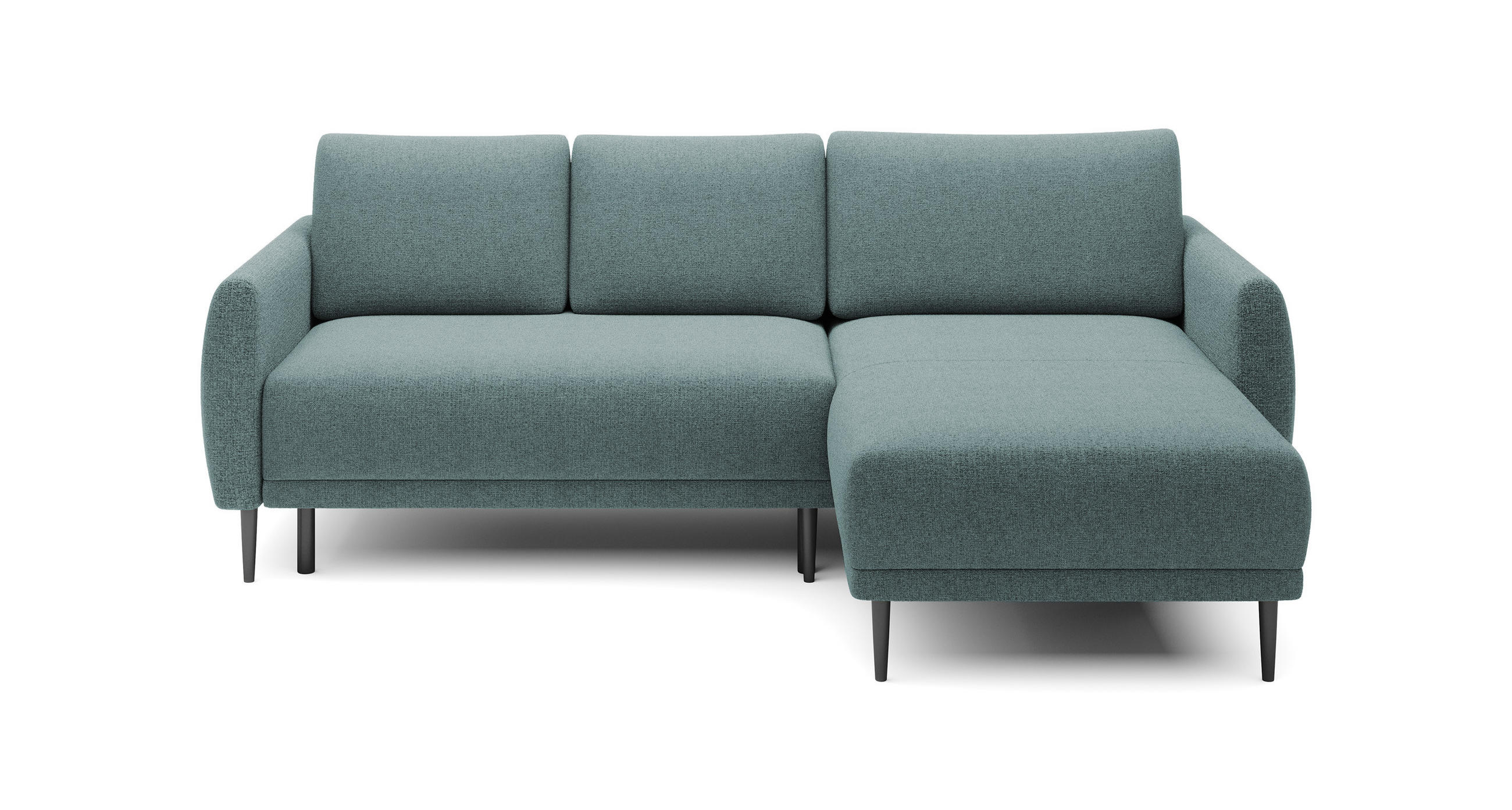 ECKSOFA Bono – Stilvolles Sofa mit Schlaffunktion, Robuste Holzfüße, Elegante Armlehnen, Tiefe Sitzfläche 226x164x88 cm – Rechte, Hellblau - Hellblau, Holz/Textil (226/164cm) - DomoHome
