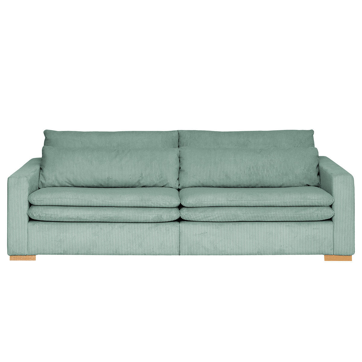 BIGSOFA - Eichefarben/Hellblau, Eichenholz/Textil (240/82/104cm) - home24