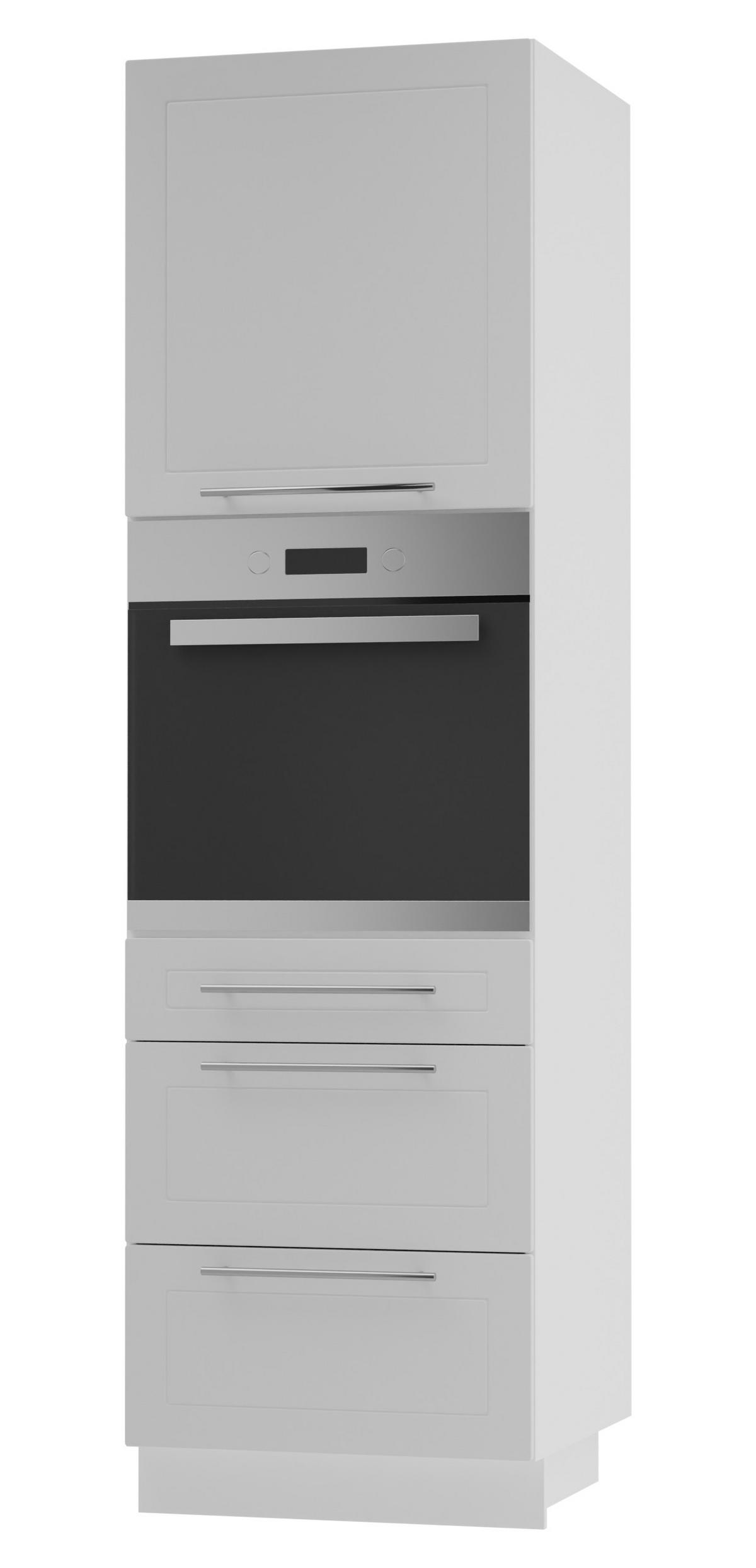 BACKOFEN-HOCHSCHRANK Kvantum D14/RU/3M Weiß Matt / Weiß Matt 60 / 59 / 207cm - Weiß, Holz/Holzwerkstoff (60/207/59cm) - Feldmann-Wohnen