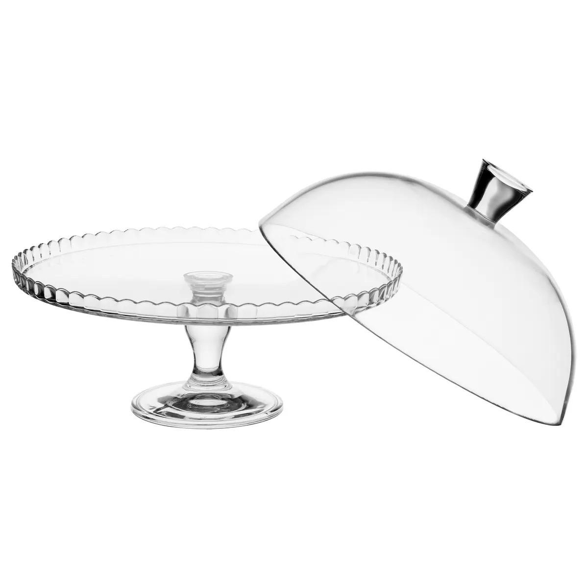 TORTENPLATTE mit Fuß und Haube Transparent 32/32/26 cm - Transparent, Glas (32/26cm) - Pasabahce