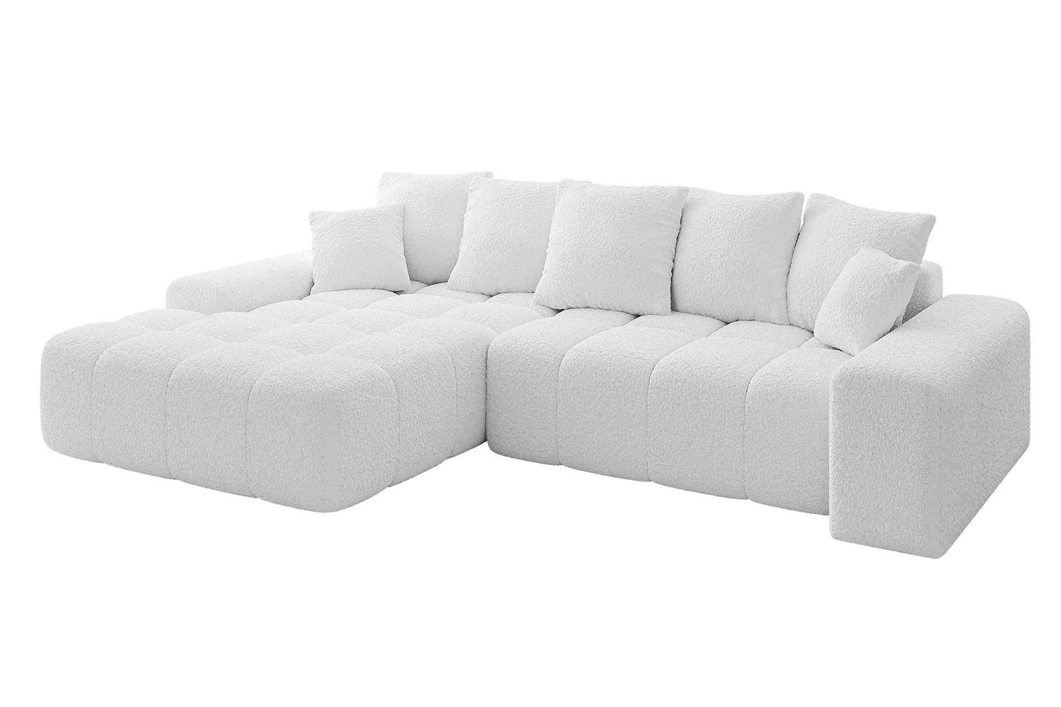 ALTDECOR ROHOVÁ SEDAČKA s otomanem vlevo ENSI-L – 267 × 164 × 69 cm, bílá
