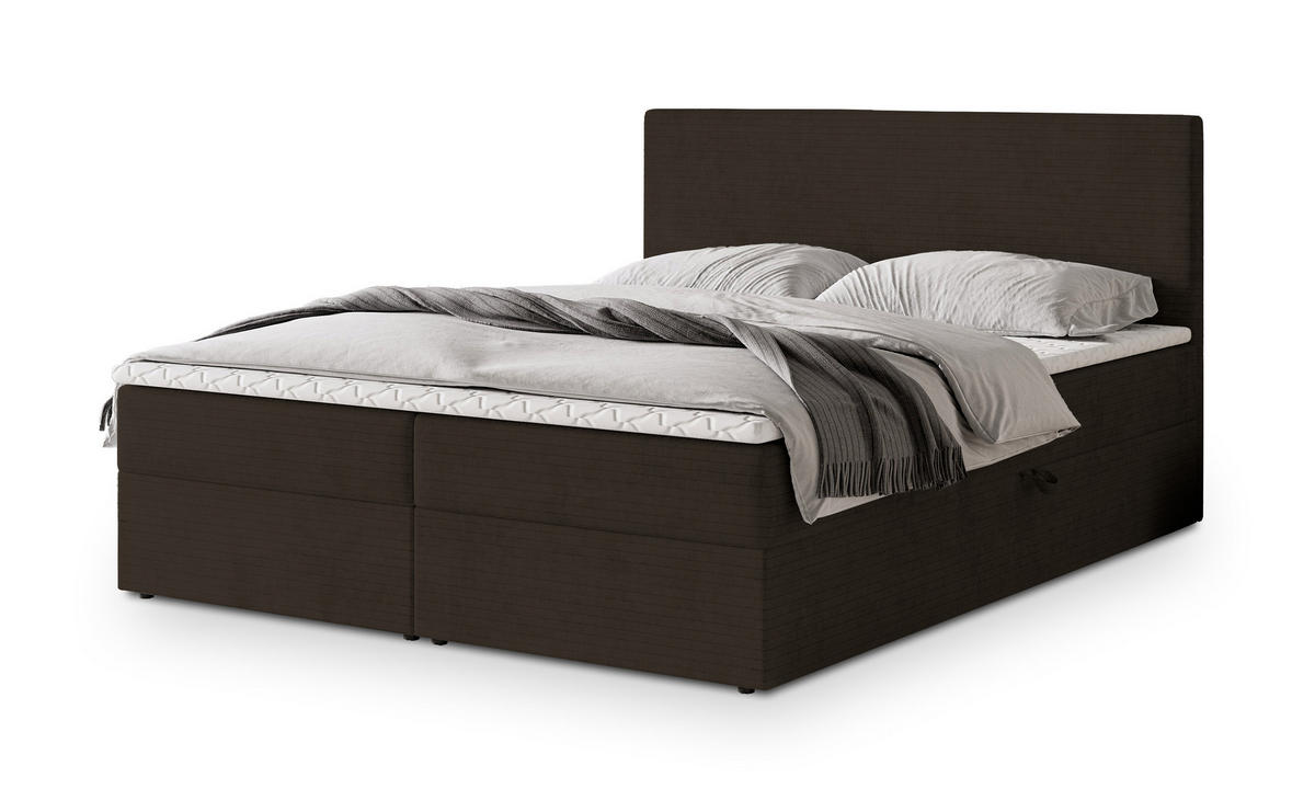 POSTEL BOXSPRING NIRA 160x200 cm, s matrací a úložným prostorem, hnědá - hnědá, kompozitní dřevo/textil (160/200cm) - MASSENO
