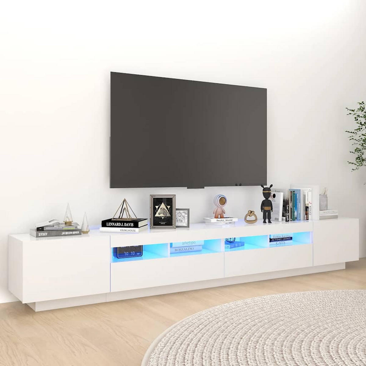 TV-SCHRANK Mit Led-Leuchten Weiss 260/35/40Cm - Weiß, Holzwerkstoff (35/40/260cm) - vidaXL