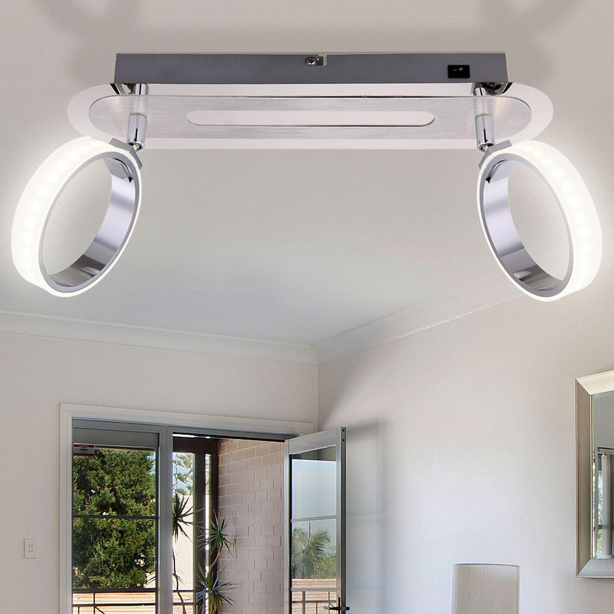 LED DECKENLEUCHTE IDAHO Aluminium Silber - Silberfarben, Metall (35/16.5/18.5cm) - Globo Lighting