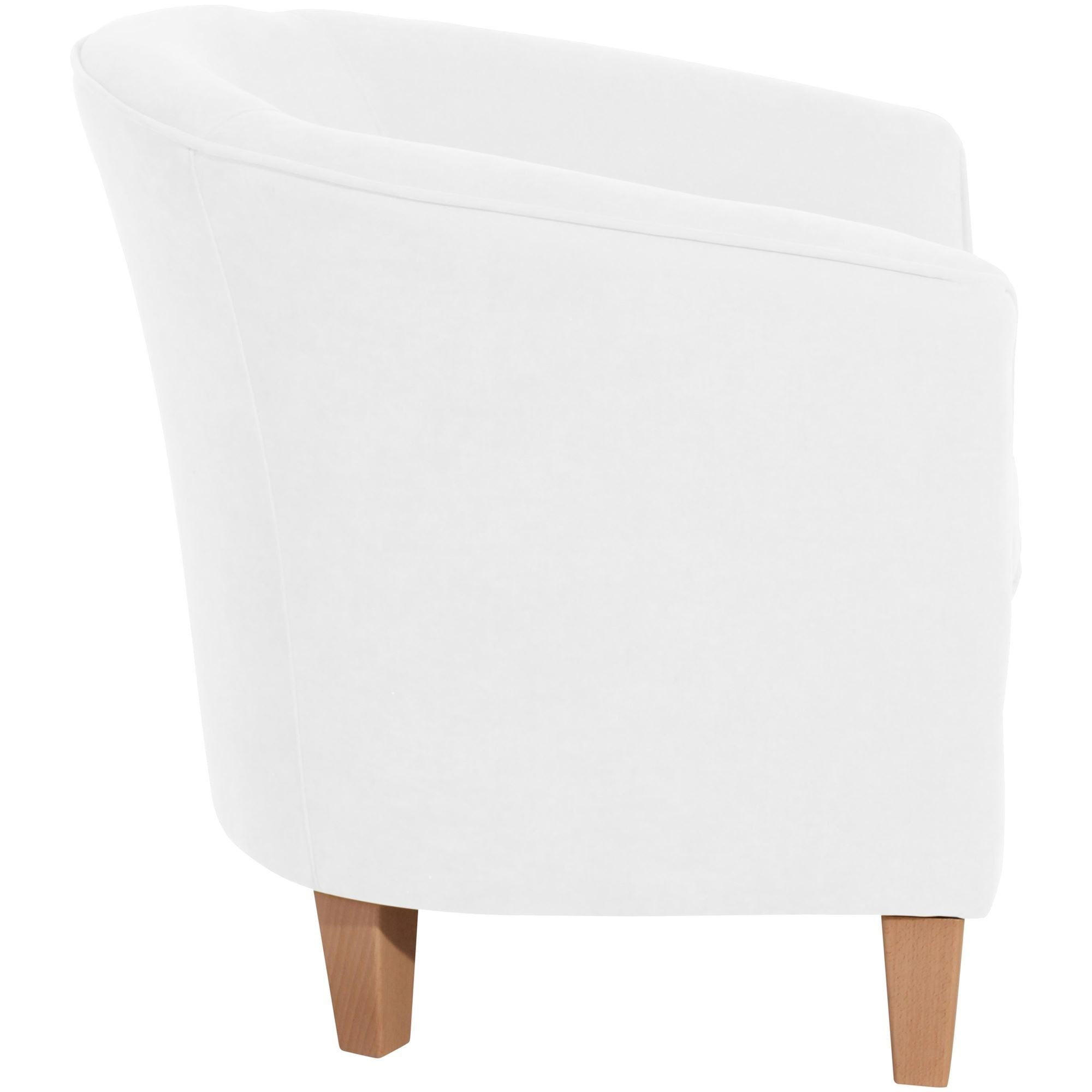 SESSEL Karine Bezug Veloursstoff Buche natur / creme - Weiß, Kunststoff (70/74/70cm) - 58aufmkessel