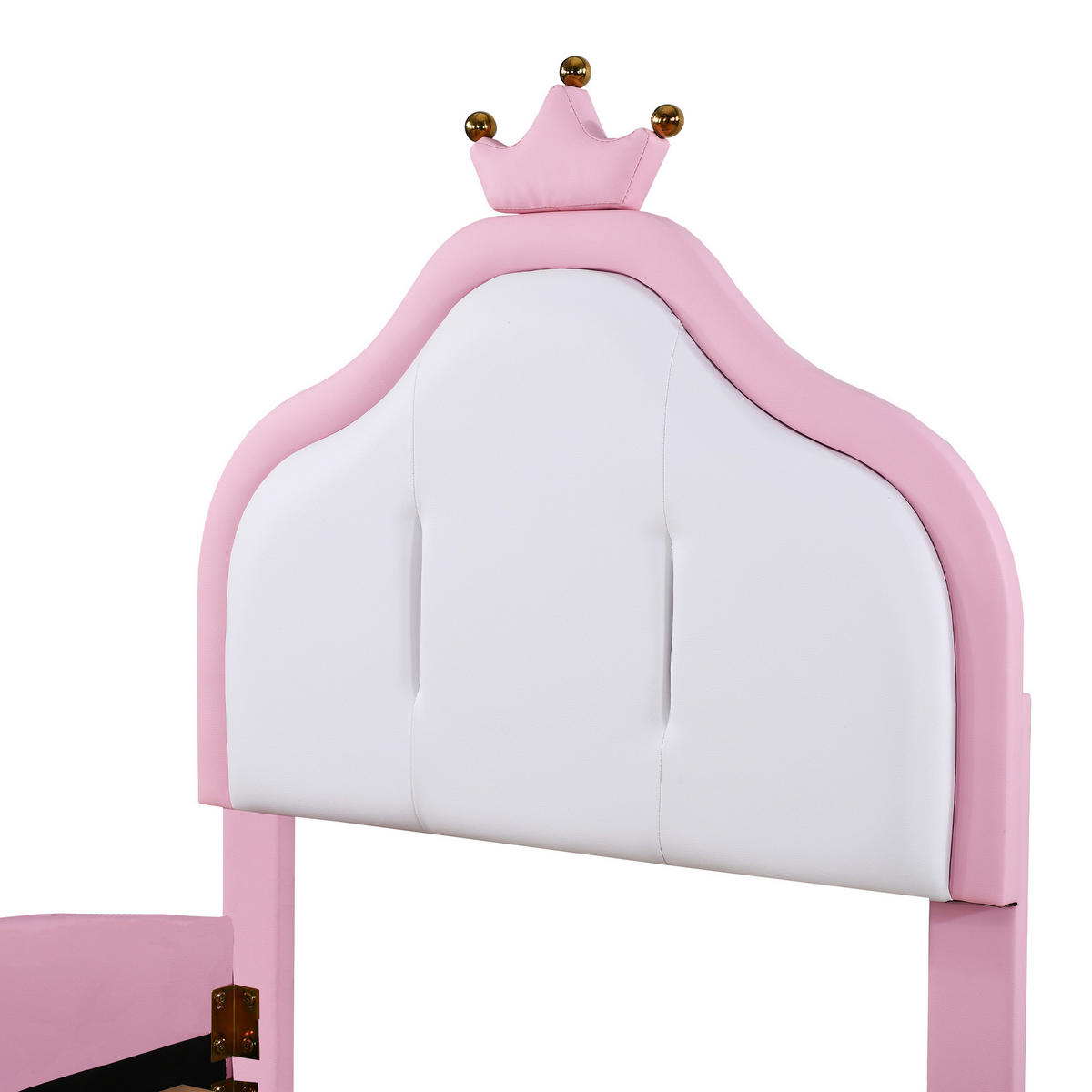 KINDERBETT Polsterbett 90/200 cm aus Kunstleder mit kronenförmigem Kopfteil Rosa/Weiß - Rosa, Textil (90/200cm) - Modenvie