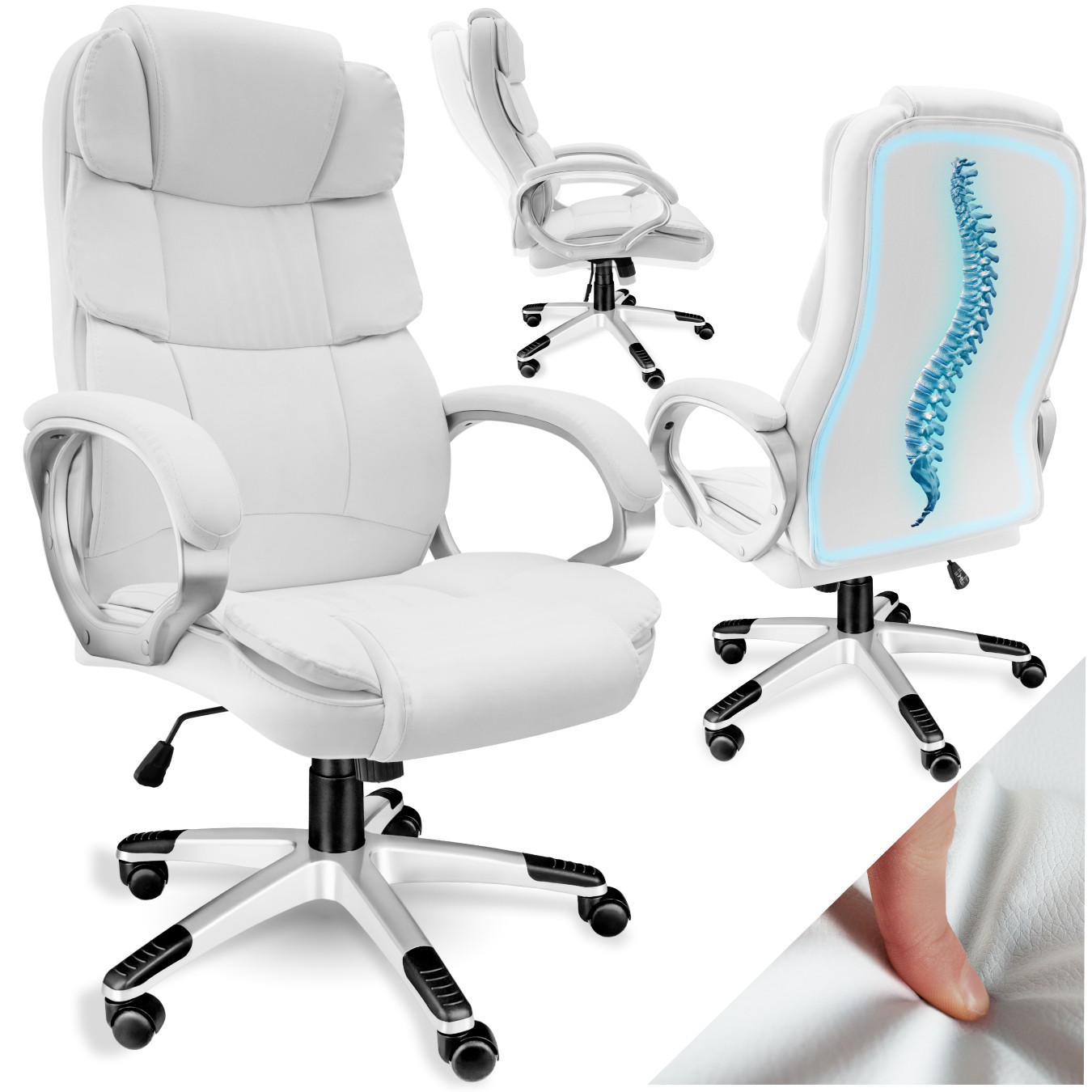 BÜROSTUHL Jonas, einstellbare Wippfunktion, weiß - Weiß, Textil (70/123/71cm) - tectake