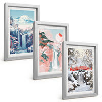 BILDER SET 3er Set - 20x30 cm Silberner Rahmen - Berglandschaften, Wasserfälle - Silberfarben, Kunststoff (20/30cm) - TULUP