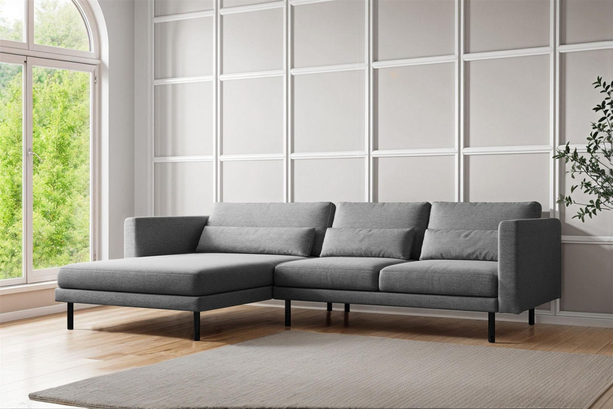 ECKSOFA Agada In Verita - Grau, Holzwerkstoff/Textil (281/174cm) - Fun Möbel