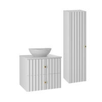 BADMÖBEL Izae 2er-Set Weiß - Weiß, Holzwerkstoff (60.6/52.2/46.5cm) - Petits-meubles