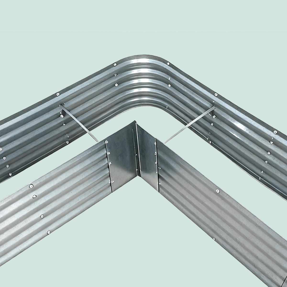 HOCHBEET Silber L-Form verzinktes Eisen 43x203 cm - Silberfarben, Metall (203/43/203cm) - Relaxdays