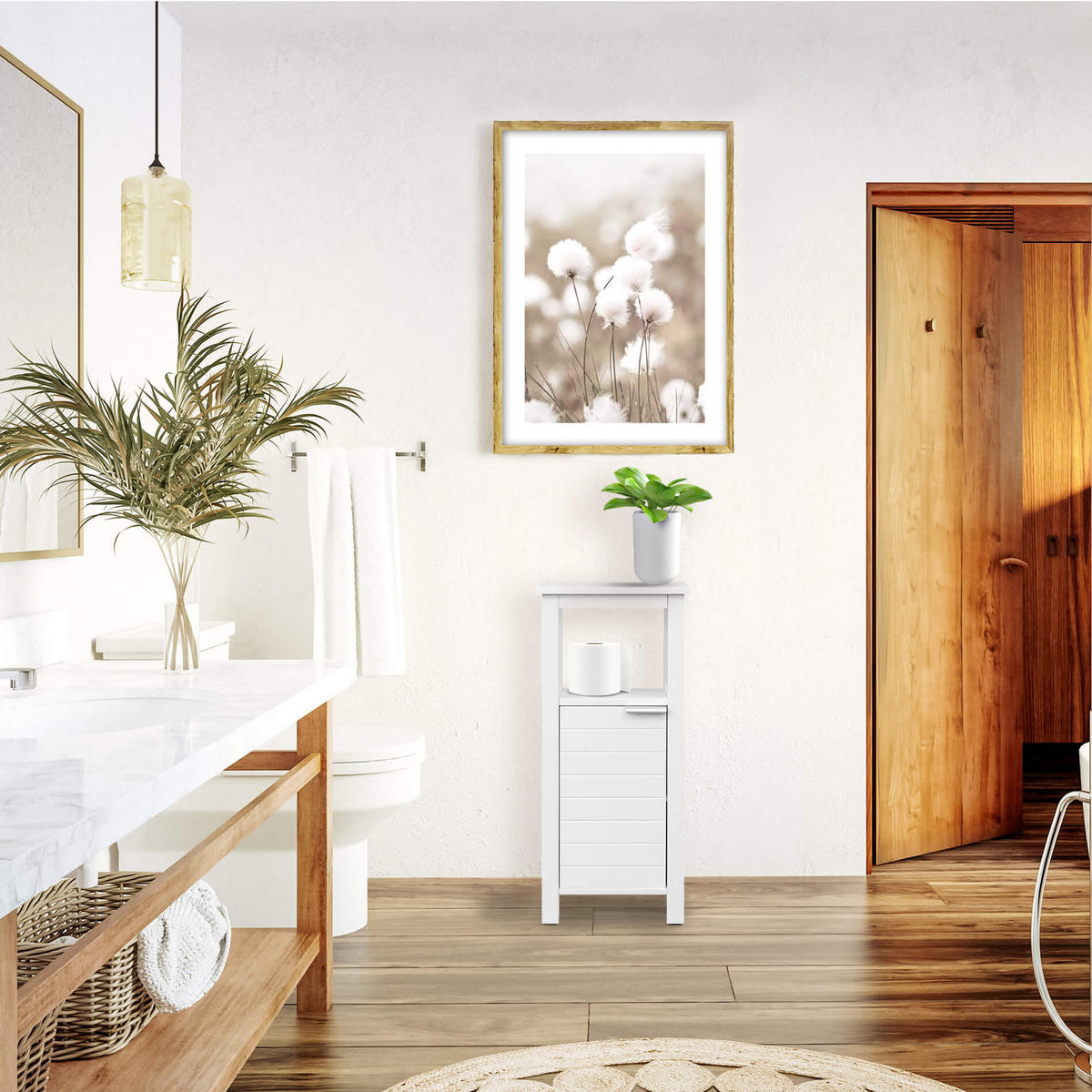 BADEZIMMERSCHRANK Weiß 30/34/79 cm - Weiß, Holzwerkstoff (30/79/34cm) - Mobili Rebecca