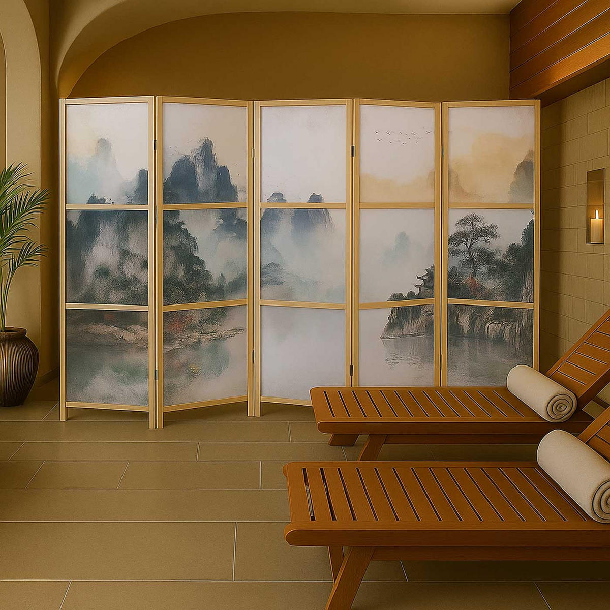 PARAVENT Blaugrau - Blaugrau, Holz (227/170/2cm) - MCW