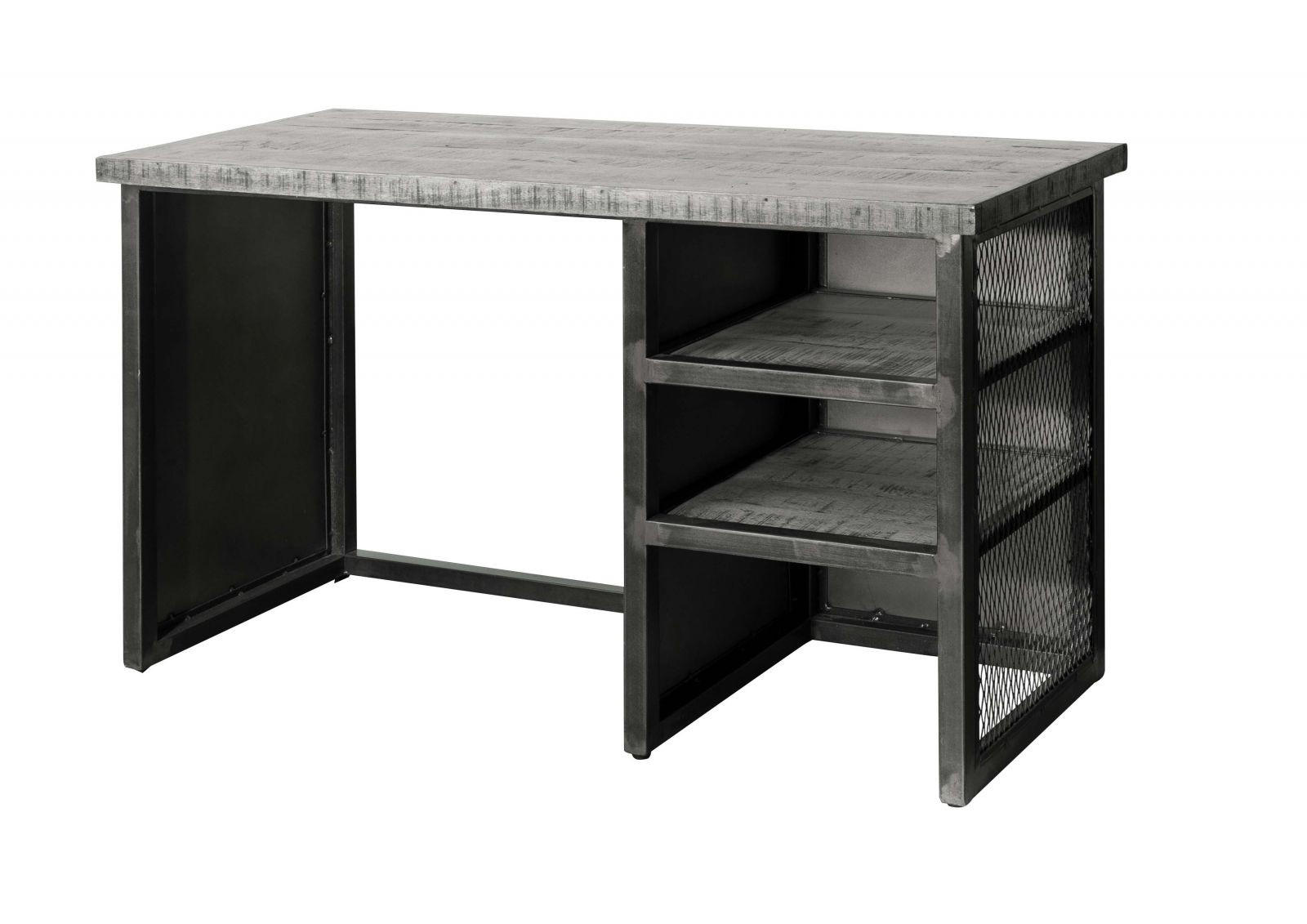 SCHREIBTISCH Mango 122x52x76 grau lackiert HEAVY INDUSTRY #157 - Grau, Holz (52/122/76cm) - Massivmoebel24