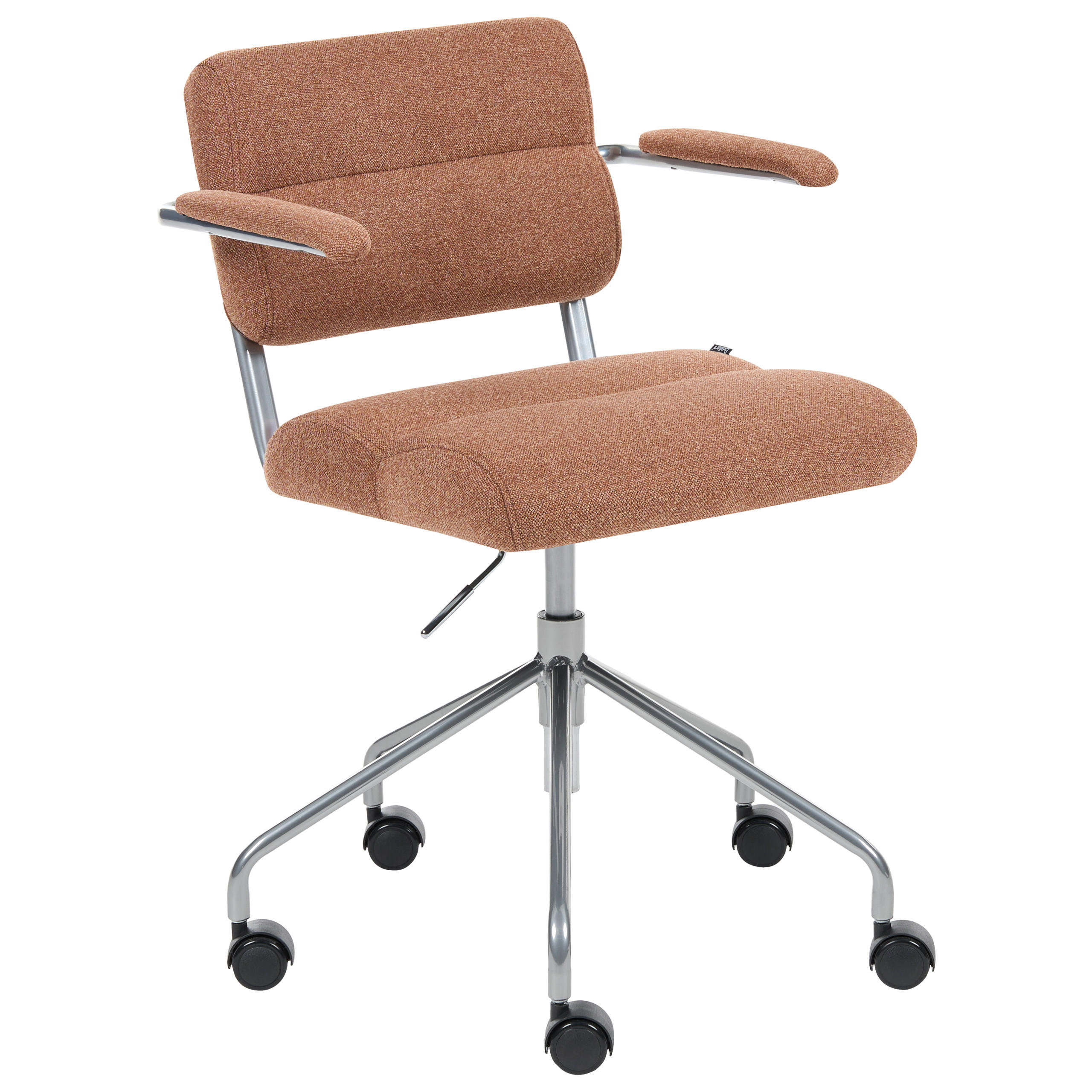 SCHREIBTISCHSTUHL Braun Candor - Silberfarben/Braun, Kunststoff/Textil (47/74/45cm) - Beliani