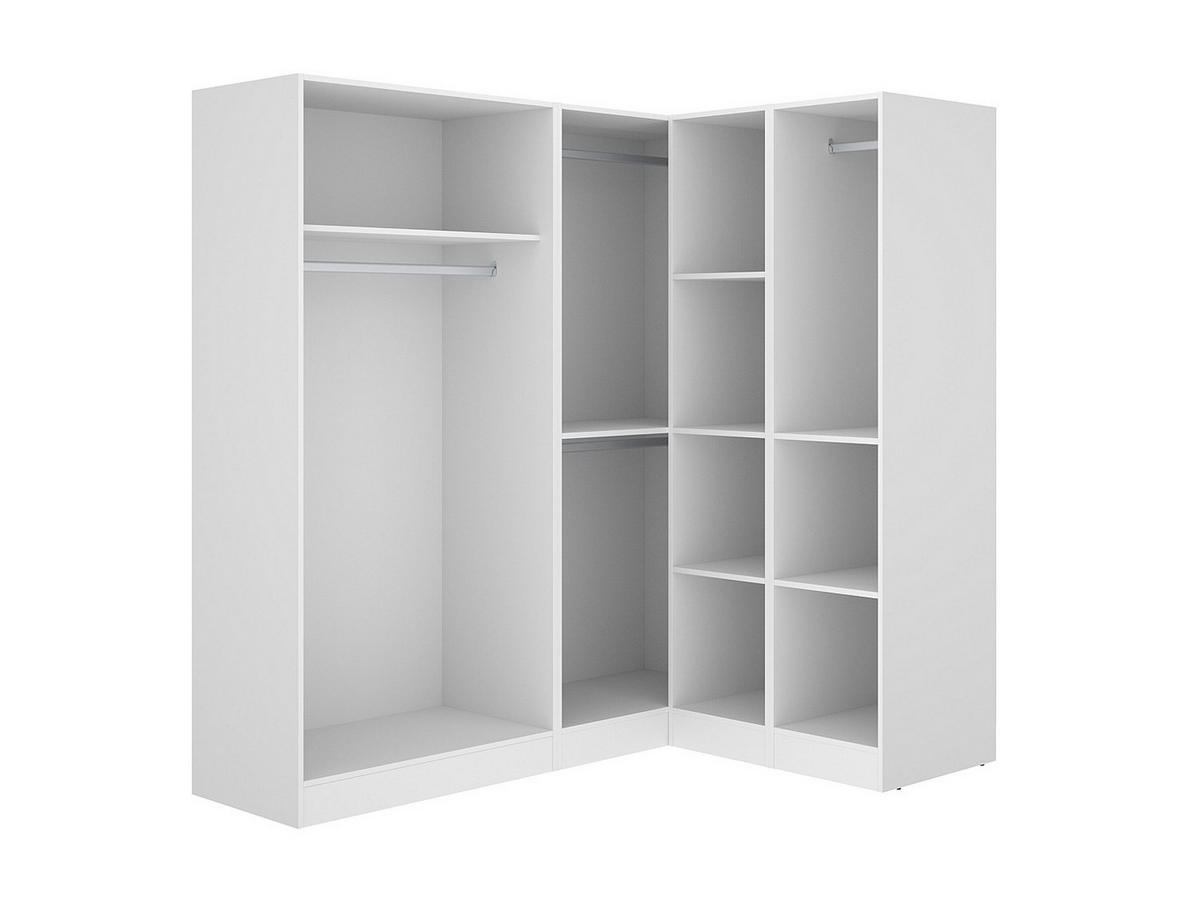 KLEIDERSCHRANK - 173 cm x 132 cm - Holz, Platte - Weiß - LISTOWEL - Weiß, Holz (173/184/132cm) - Vente-Unique