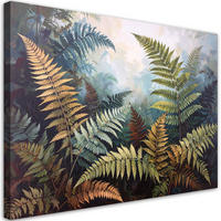 BILD auf Leinwand, Farnblätter Natur Pflanzen grün - Grün, Textil (120/80cm) - Feeby
