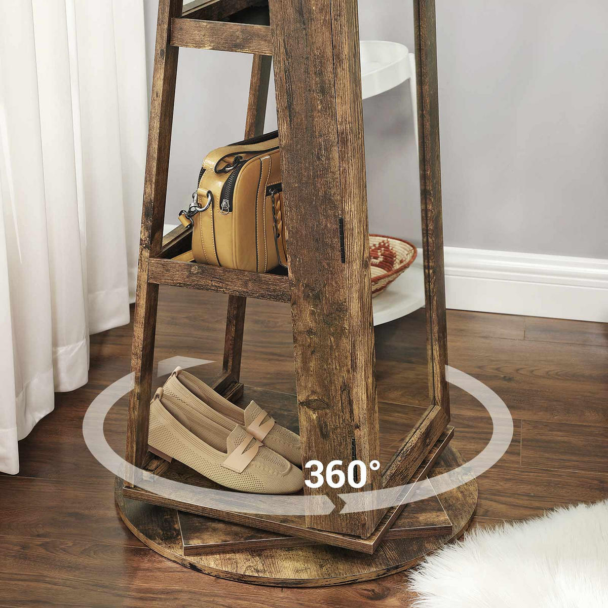SCHMUCKSCHRANK GANZKÖRPERSPIEGEL - Braun, Holzwerkstoff (9.5/37cm) - Hansiro
