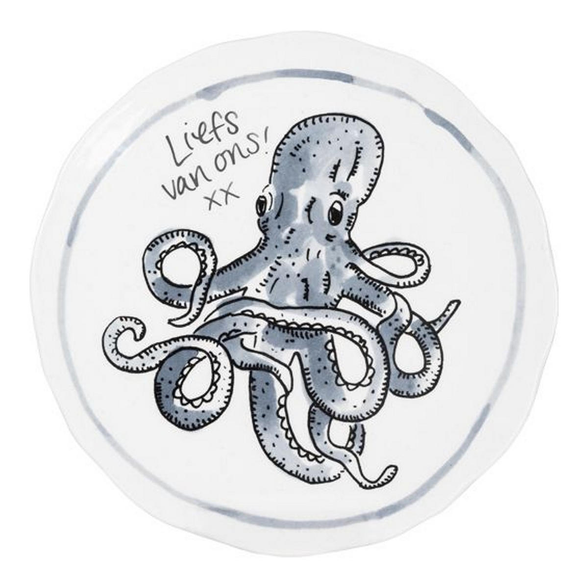 TELLER Oktopus in Schwarz - 15cm - Schwarz, Keramik (12/12/1.5cm) - Blond Amsterdam