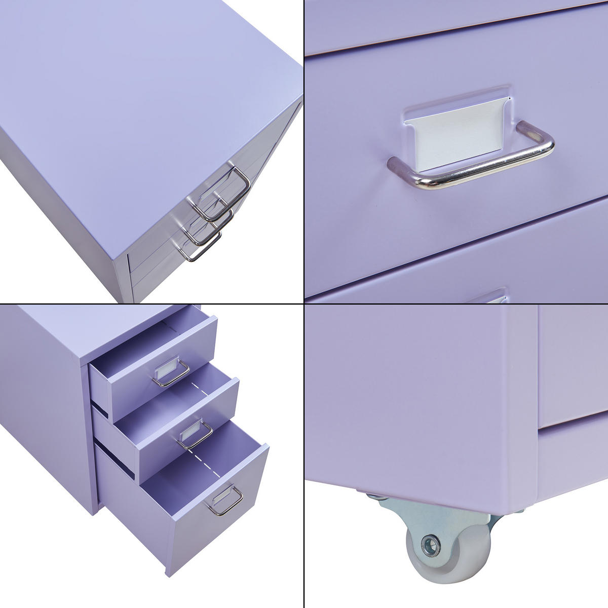 ROLLCONTAINER Kökar - Lila, Metall (28/48/41cm) - [en.casa]