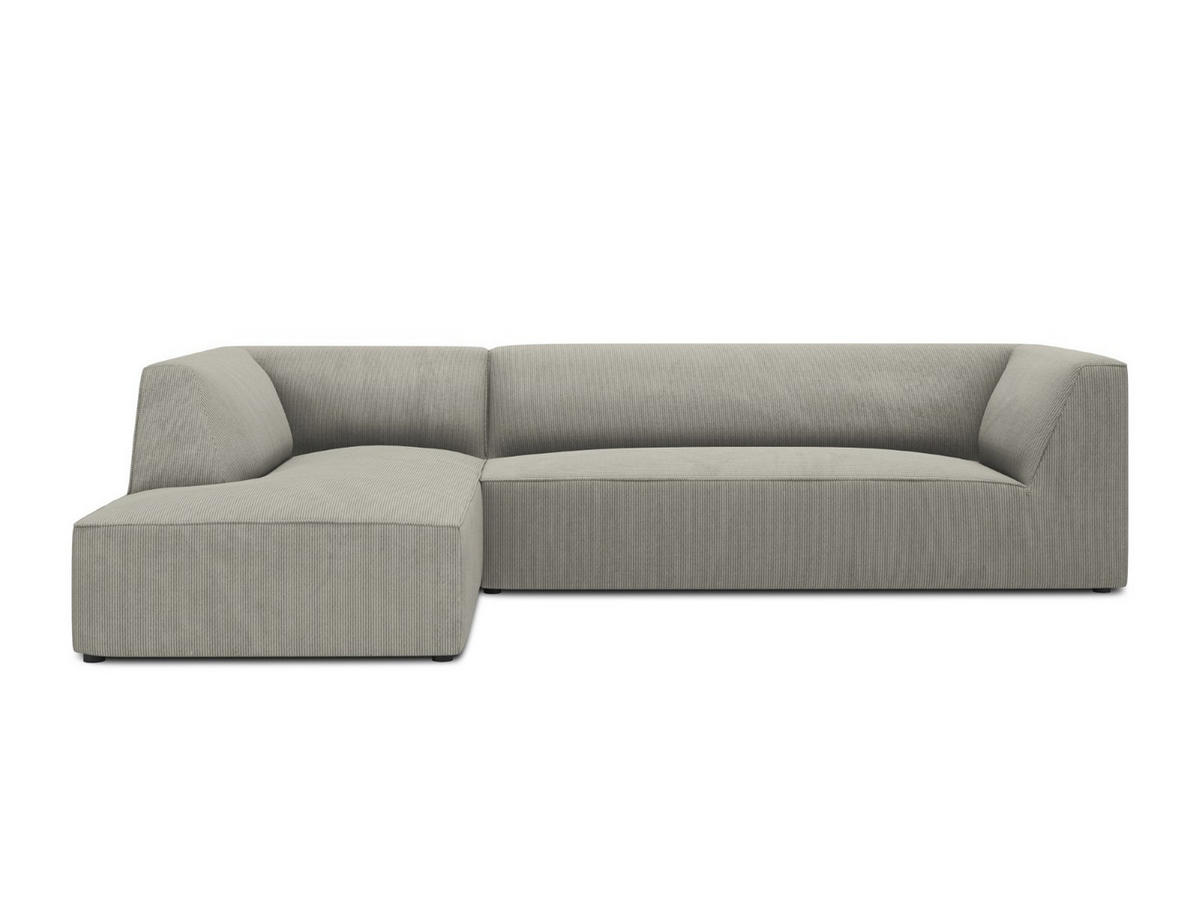 ECKSOFA links Ruby aus Cord hellgrau 4 Sitzplätze - Hellgrau, Textil (180/273cm) - Micadoni