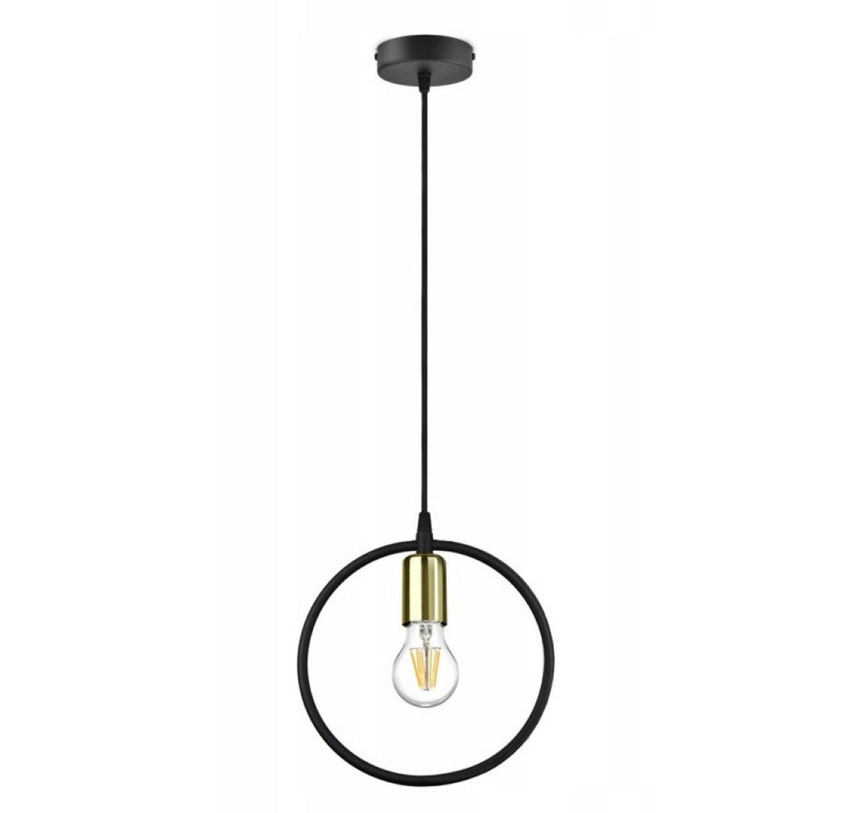 PENDELLEUCHTE RING - Goldfarben/Schwarz, Metall (24/24/80cm) - kiki design