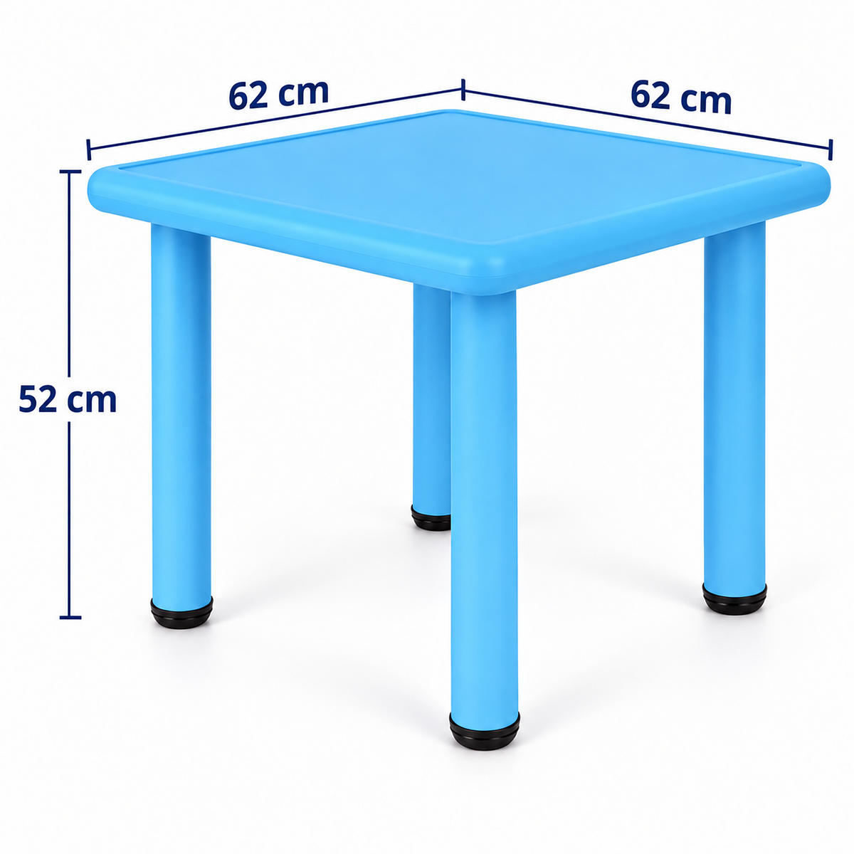 KINDERTISCH Blau 52x62 cm - Blau, Kunststoff/Metall (62/52/62cm) - Relaxdays