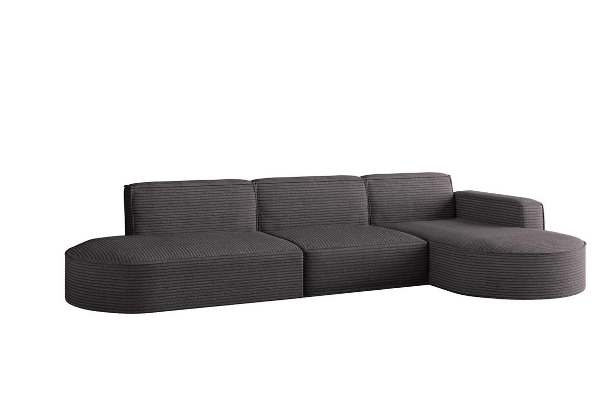 ECKSOFA Designer, Sofa L form MODENA 302 cm stoff Poso Dunkelgrau Rechts - Dunkelgrau, Holz (302/296cm) - Kaiser Möbel