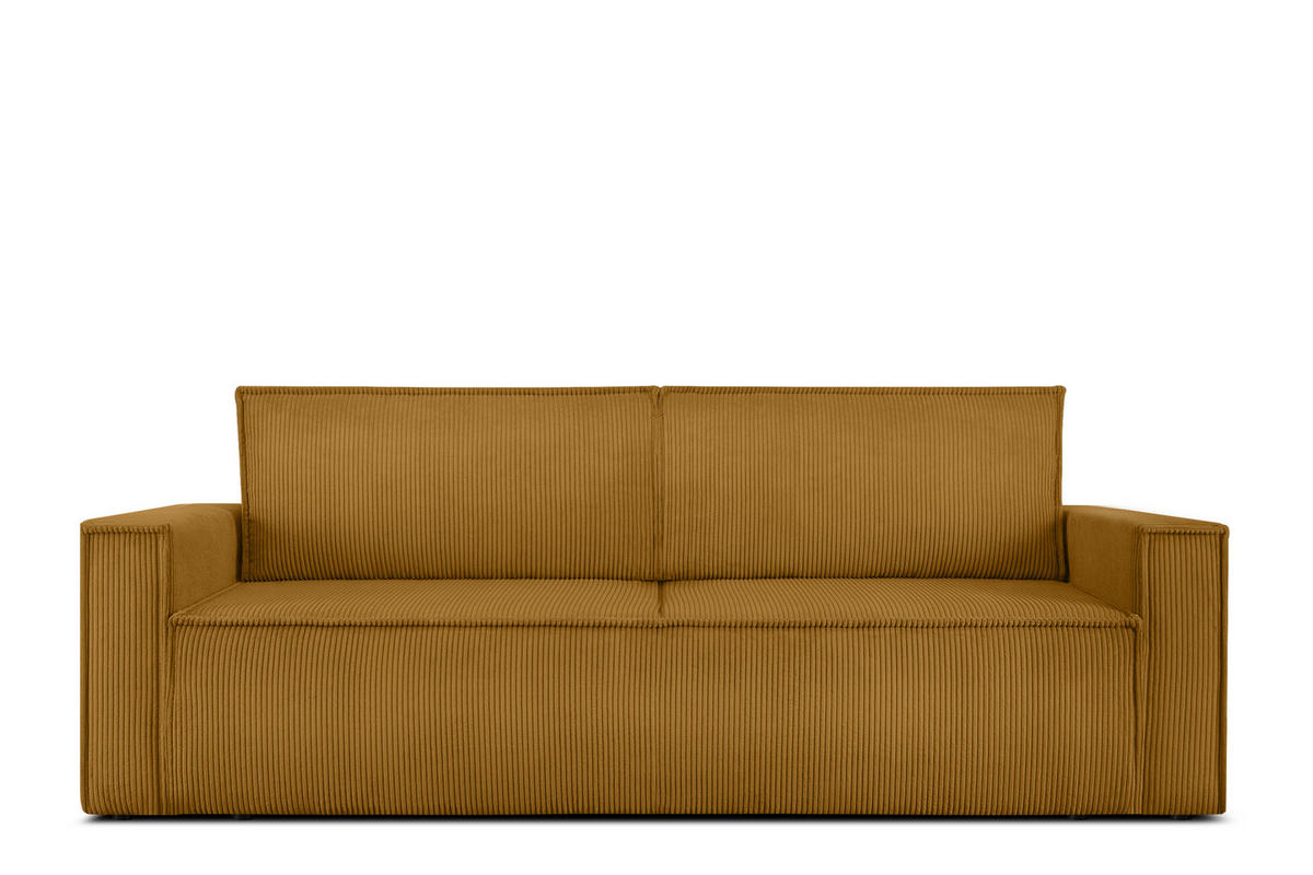 SCHLAFSOFA NAPI in Pet Friendly Cord-Stoff, gelb - Gelb/Schwarz, Textil (228/89/101cm) - KONSIMO®