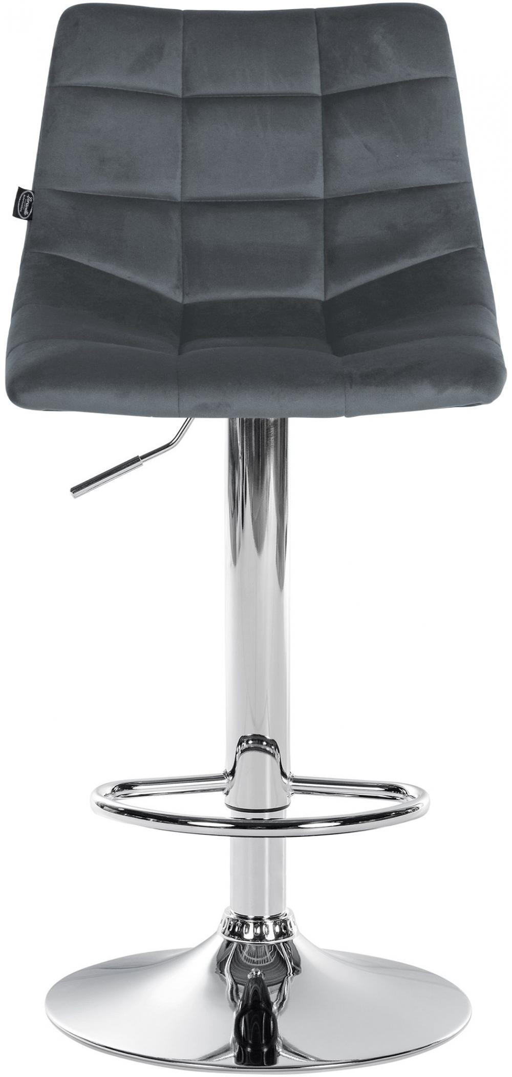 BARHOCKER Samt dunkelgrau - Chromfarben/Dunkelgrau, Textil/Metall (43/87/46.5cm) - CLP