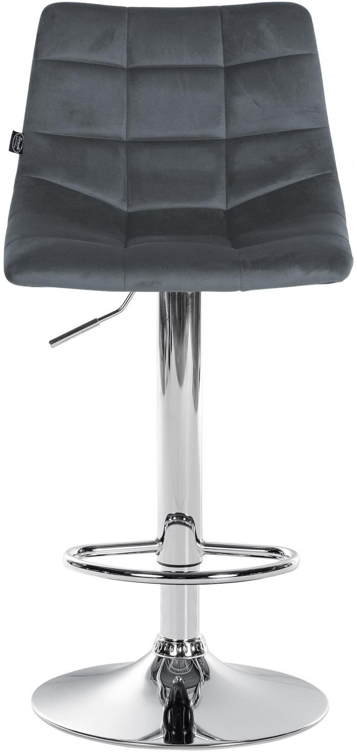 BARHOCKER Samt dunkelgrau - Chromfarben/Dunkelgrau, Textil/Metall (43/87/46.5cm) - CLP