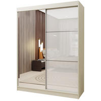 SCHWEBETÜRENSCHRANK VITALE 150/216/61 cm 2-türig mit Spiegel Kaschmir - Kaschmir/Weiß, Holzwerkstoff (150/216/61cm) - MASSENO