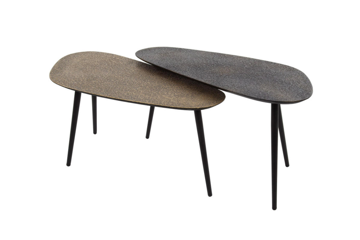 COUCHTISCH-SET LAUCA Multicolor Metall - Multicolor/Schwarz, Metall (84/39/42cm) - KAWOLA