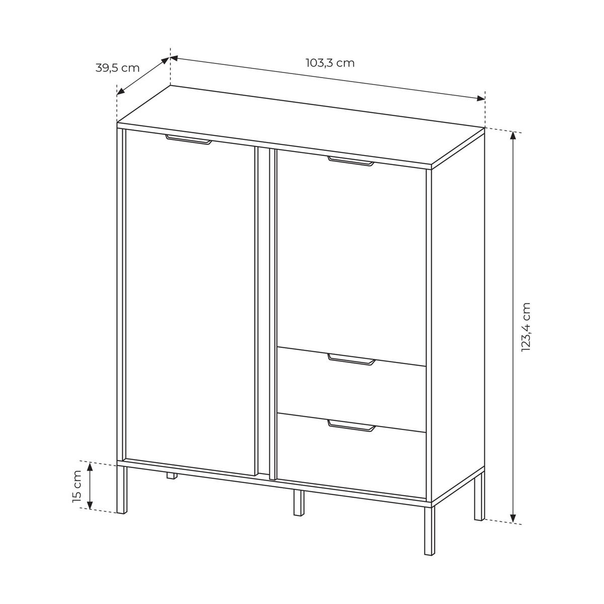 HIGHBOARD LORENZO 100/189/40 cm mit 2 Schubladen und 2 Türen Anthrazit - Anthrazit, Holzwerkstoff (100/189/40cm) - MASSENO