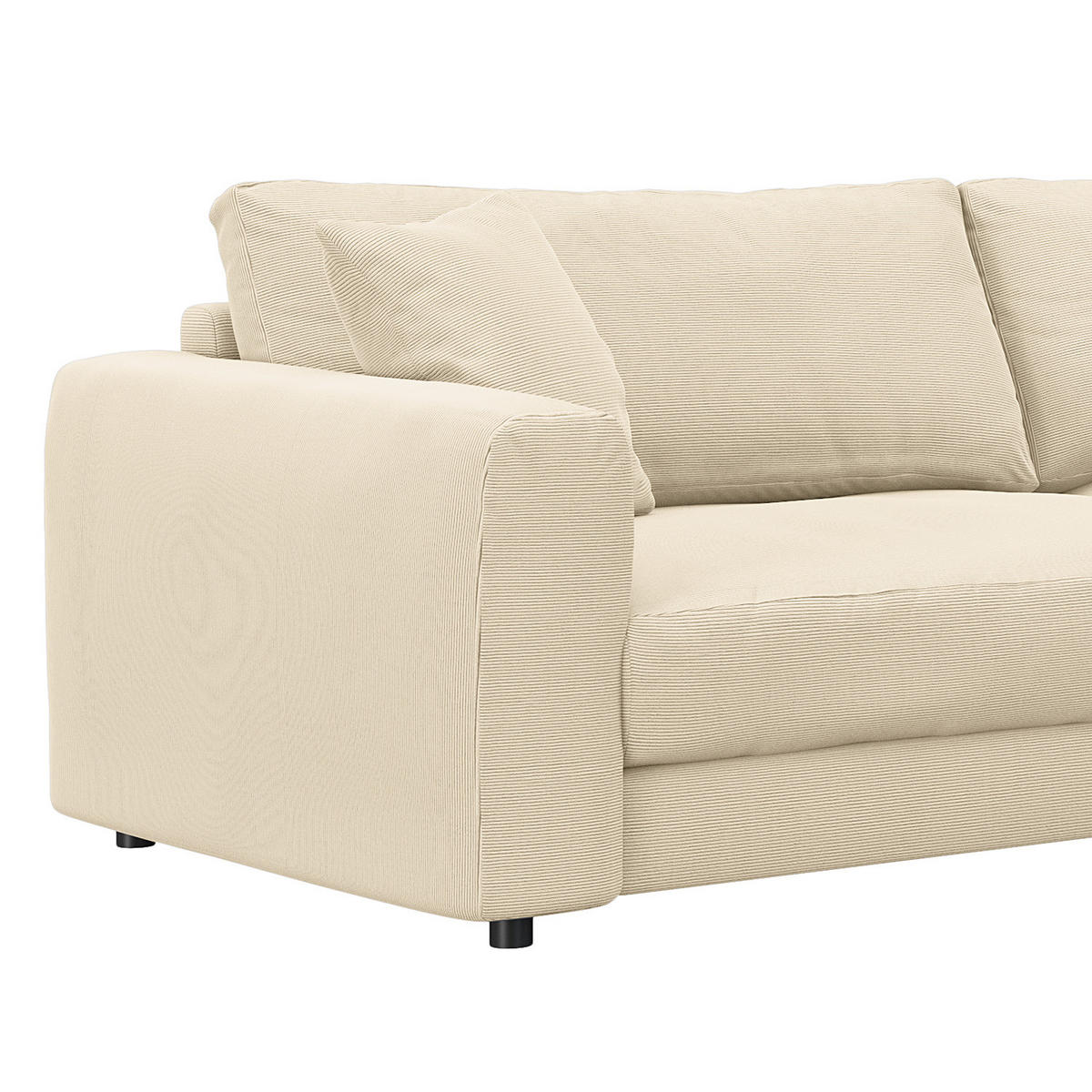 ECKSOFA mit Longchair - Beige/Schwarz, Kunststoff/Textil (238/183cm) - home24