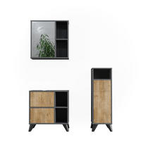 BADMÖBEL-SET Leano Anthrazit/Bergeiche 3 Teile - Eichefarben/Anthrazit, Holzwerkstoff (60/62/30cm) - Vicco