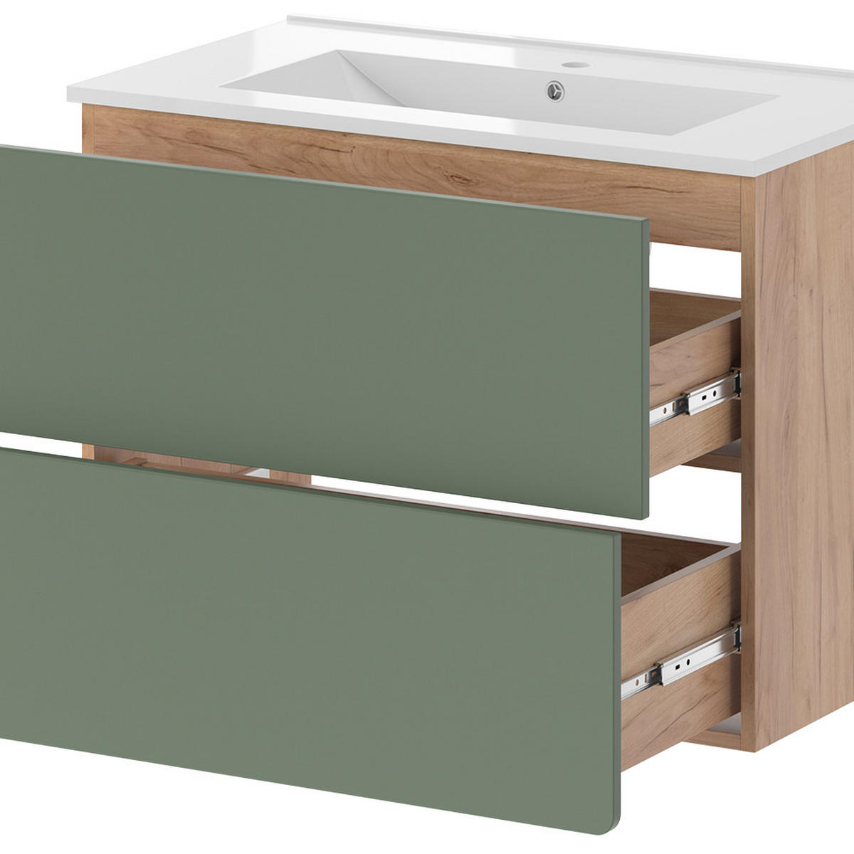 Eichefarben/Grün, Holzwerkstoff (80/59.3/46cm) - Vicco