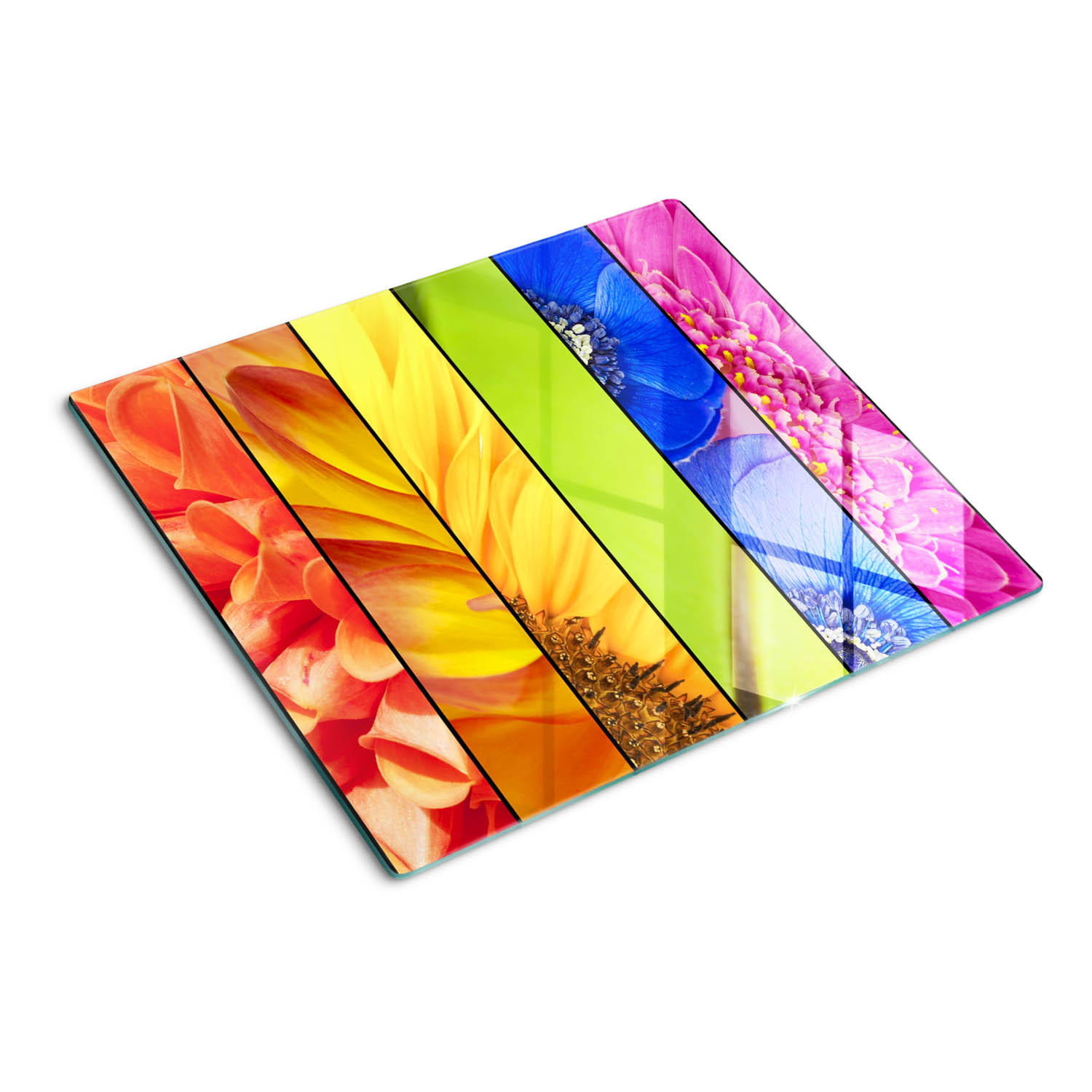 GLASPLATTE 60x52 cm Bunte Blumen - Multicolor, Glas (60/0.4/52cm) - TULUP