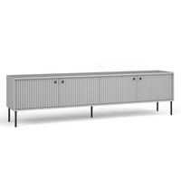 LOWBOARD Irelis 4T Grau 207/54,8/41 cm – mit geriffelten Fronten, mit schwarzen Beinen - Schwarz/Grau, Holzwerkstoff/Metall (207/54.8/41cm) - AX Living