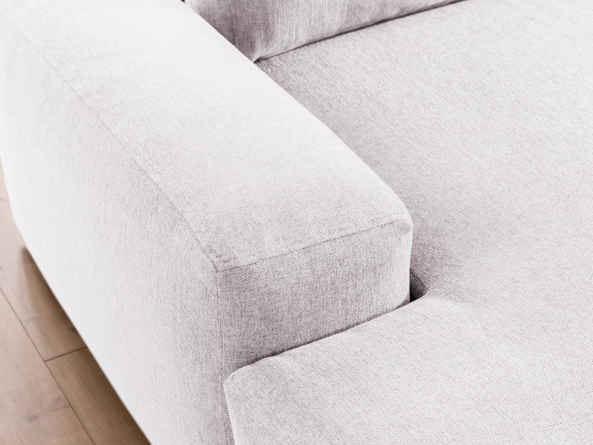ECKSOFA Lennon aus Creme Strukturstoff mit Schlaffunktion und Bettkasten - Creme/Schwarz, Holz/Kunststoff (137/264cm) - S-Style
