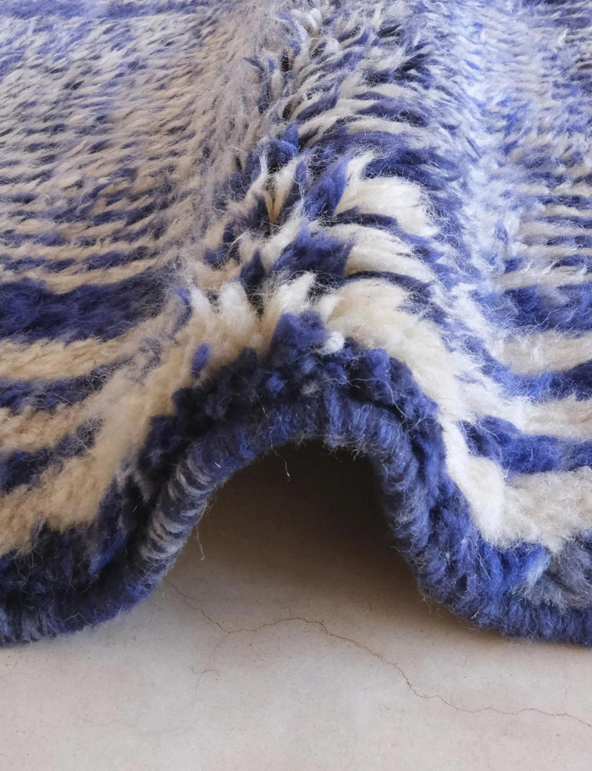 BERBERTEPPICH modern Design aus reiner Wolle 200x 300 cm - Blau, Naturmaterialien (200/300cm) - AFK Living
