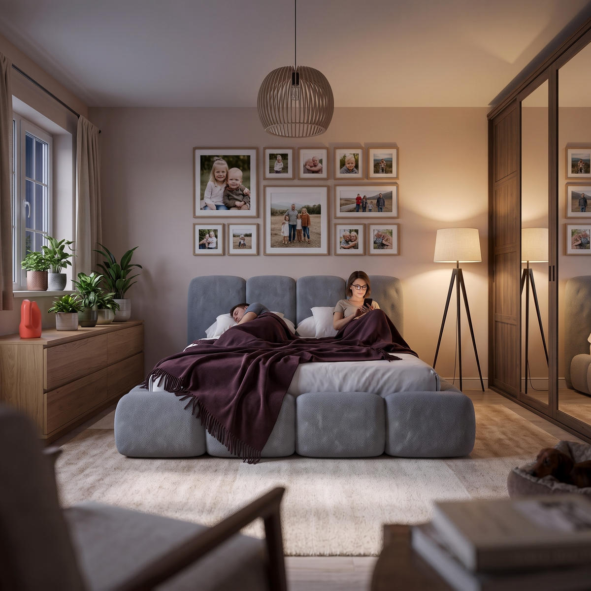 POLSTERBETT SUENO MAXI 180x200 cm in Grau, gepolstertes Kopfteil, Metalllattenrost, Bettkasten, Chenille-Stoff - Naturfarben/Grau, Holz/Textil (180/200cm) - Muffo