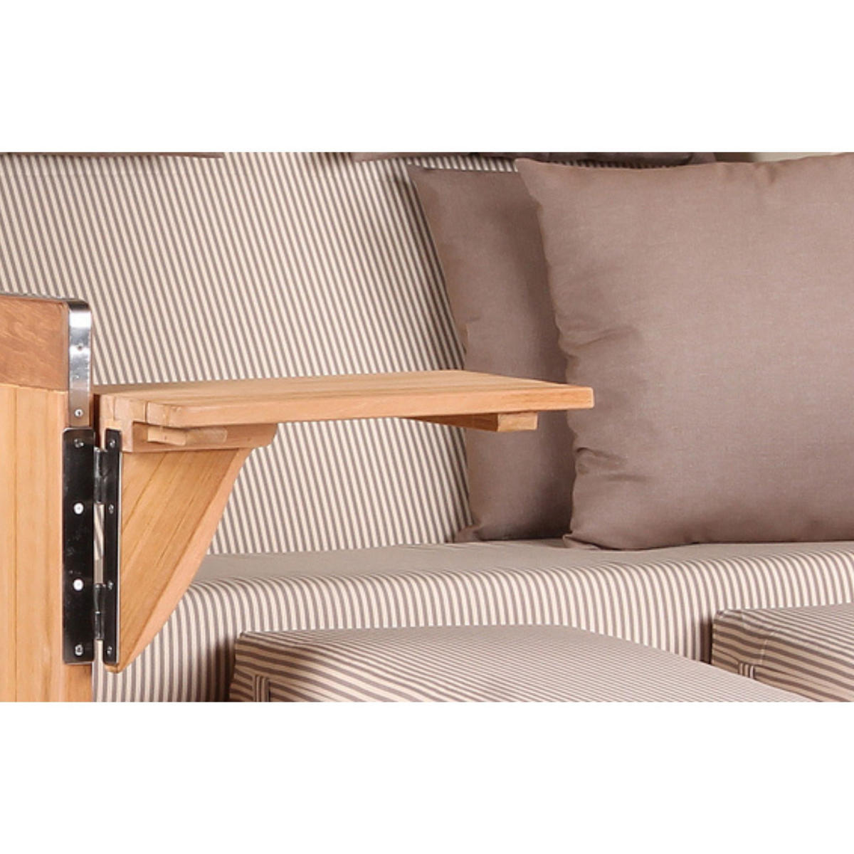 STRANDKORB Baltikum Teak 2,5 Sitzer - Beige/Braun, Holz/Metall (142/170/95cm) - Mr. Deko