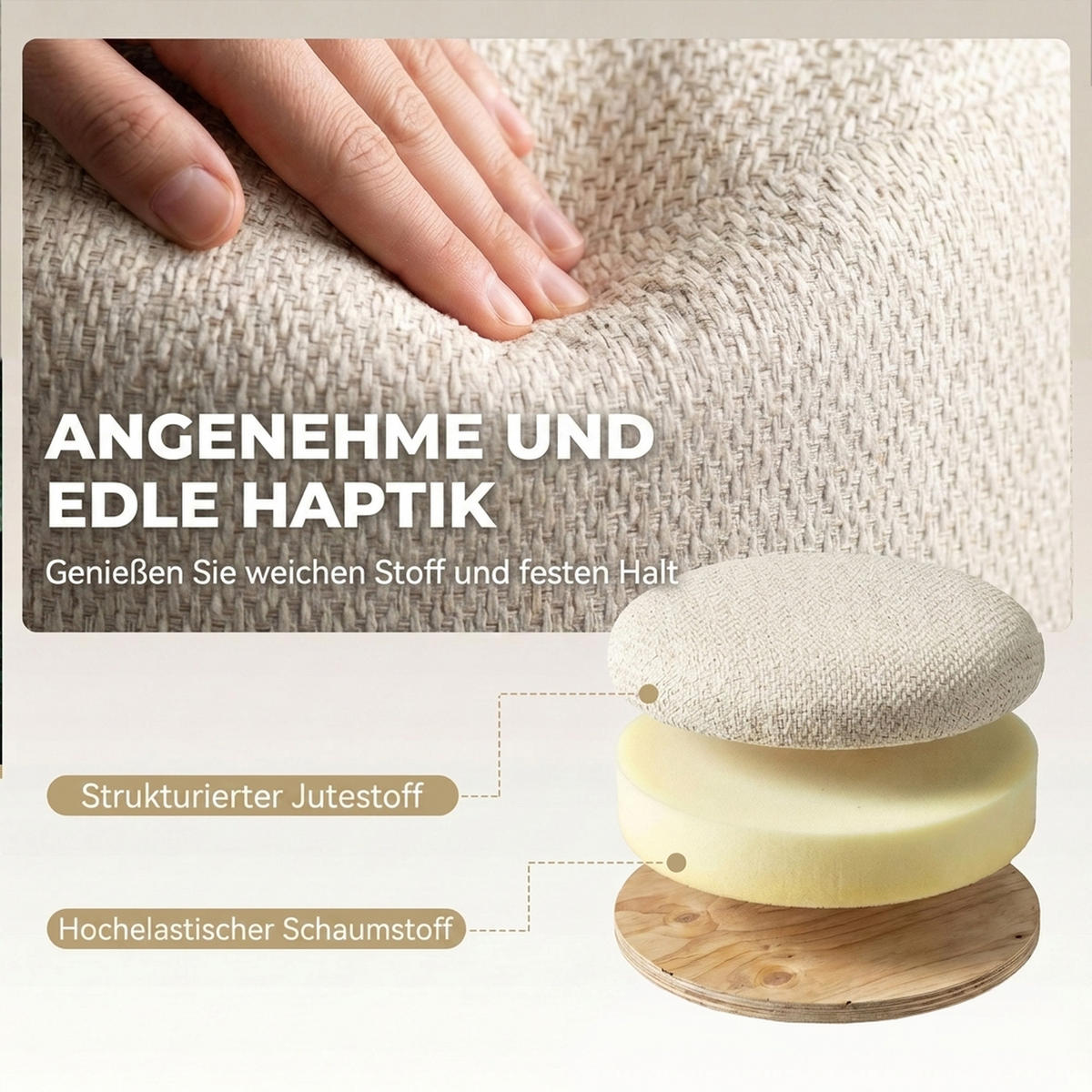 OTTOMAN med förvaringsutrymme, polyester, beige - Beige, Trä/Textil (38.5/33.5/38.5cm) - HOMCOM