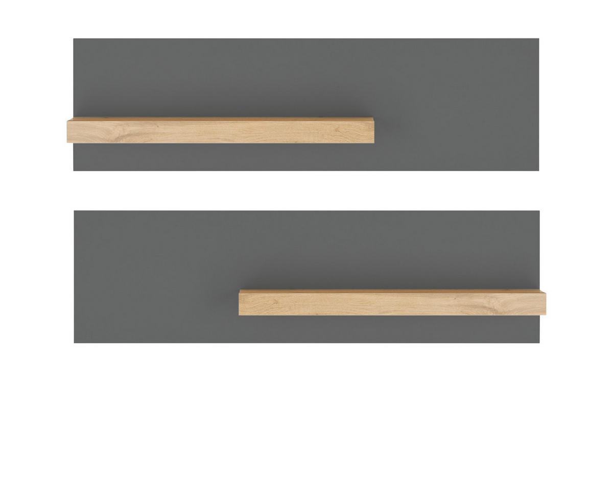 SCHREIBTISCHKOMBINATION 4-teilig grau matt, Eiche Wotan, Büromöbel Set mit viel Stauraum - Eiche Wotan/Schwarz, Holzwerkstoff/Kunststoff (140/143/180cm) - Furn.Design