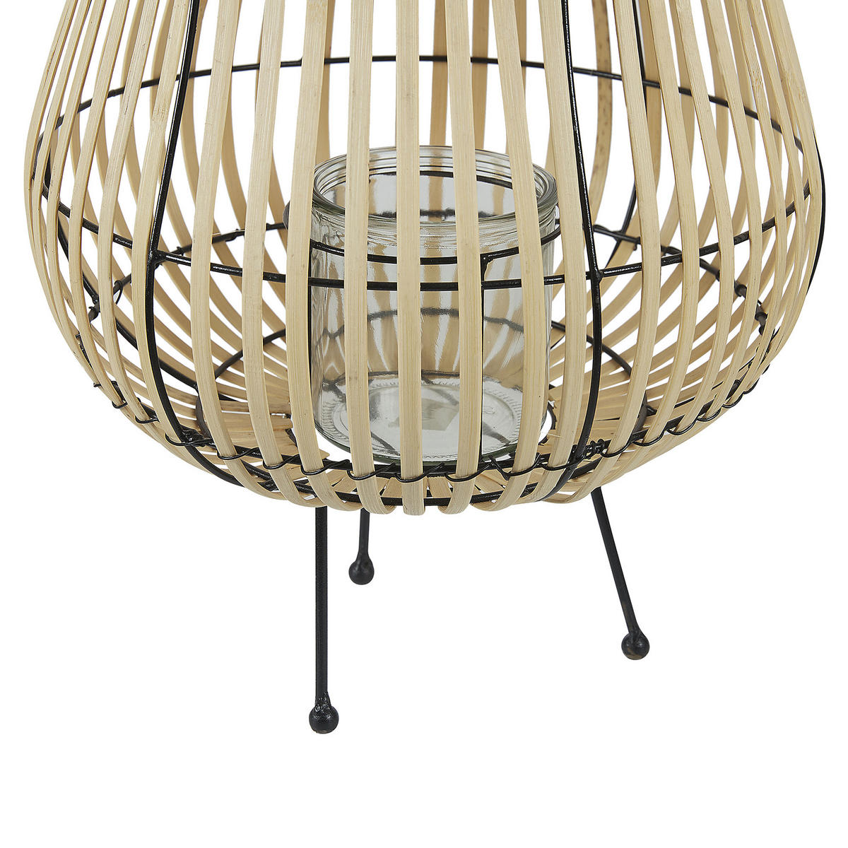 LATERNE Weidenholz 44 cm Naturfarben Berkner - Schwarz/Braun, Holz (31/44/31cm) - Beliani