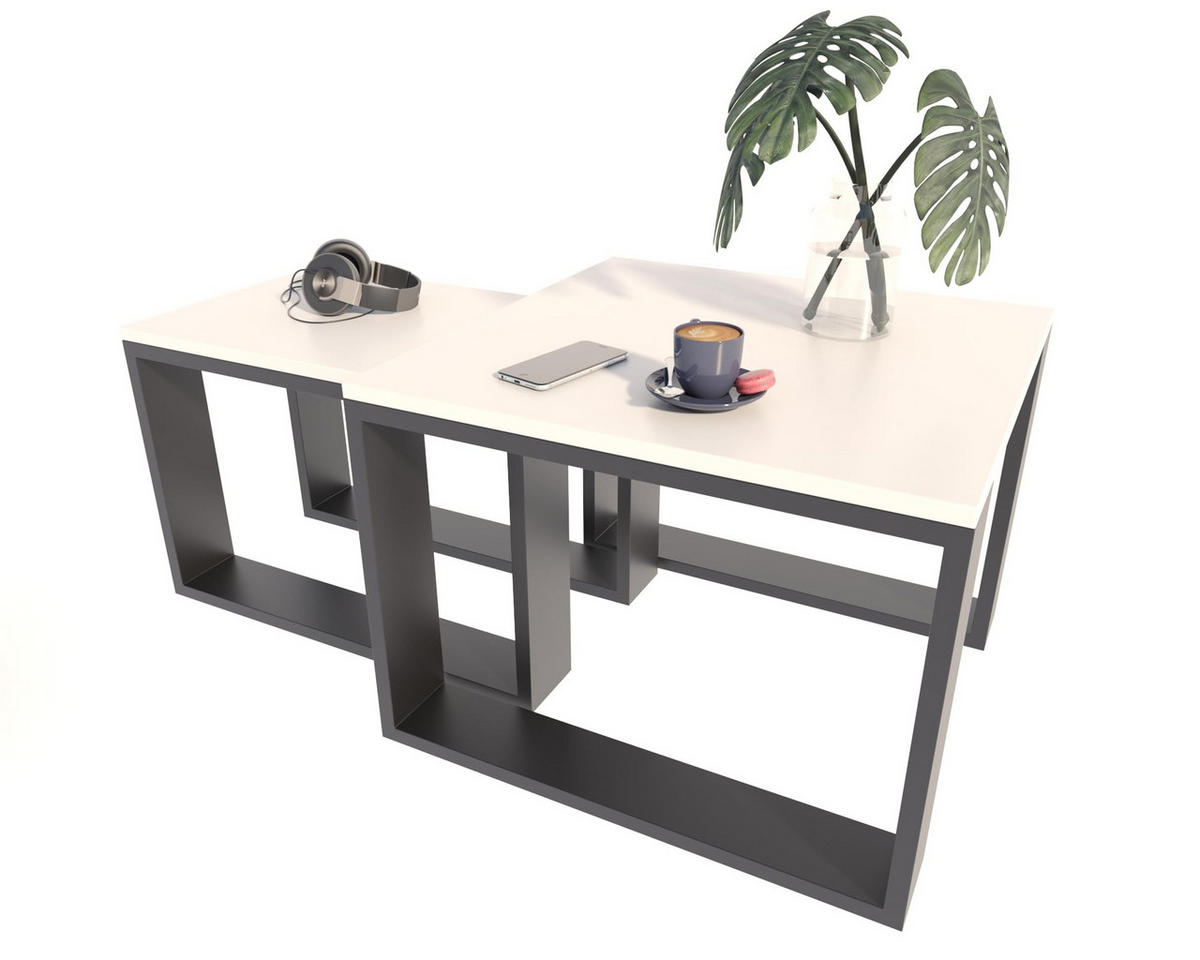 SATZTISCH im Industrie-Stil Weiß 2er-Set - Weiß, Holzwerkstoff (59.6/60/43.3cm) - Matkam Möbel