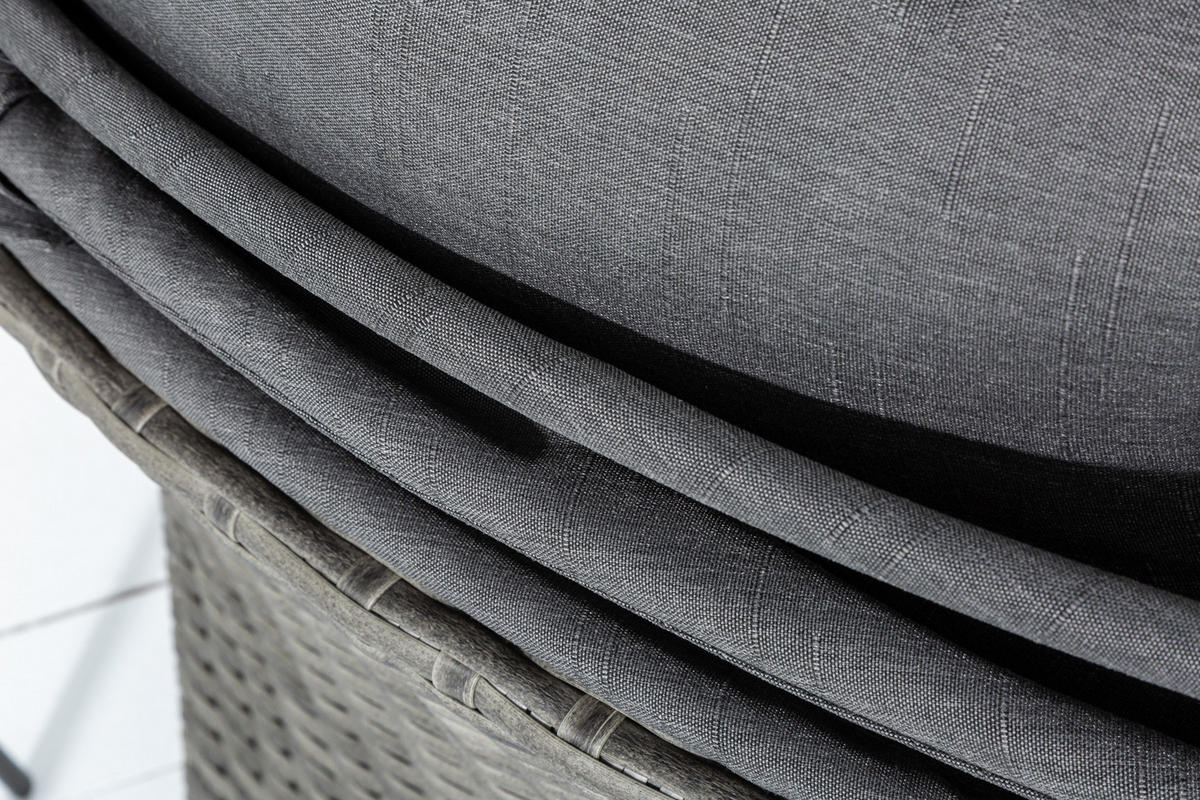 SONNENINSEL SEATTLE Polyrattan Grau 178105 cm - Grau, Textil/Metall (195/168/178cm) - riess-ambiente