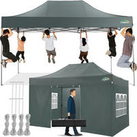 FALTPAVILLON 300 x 450 cm Grau Wasserdicht mit 4 Seitenwänden - Olivgrün, Textil (300/240/450cm)
